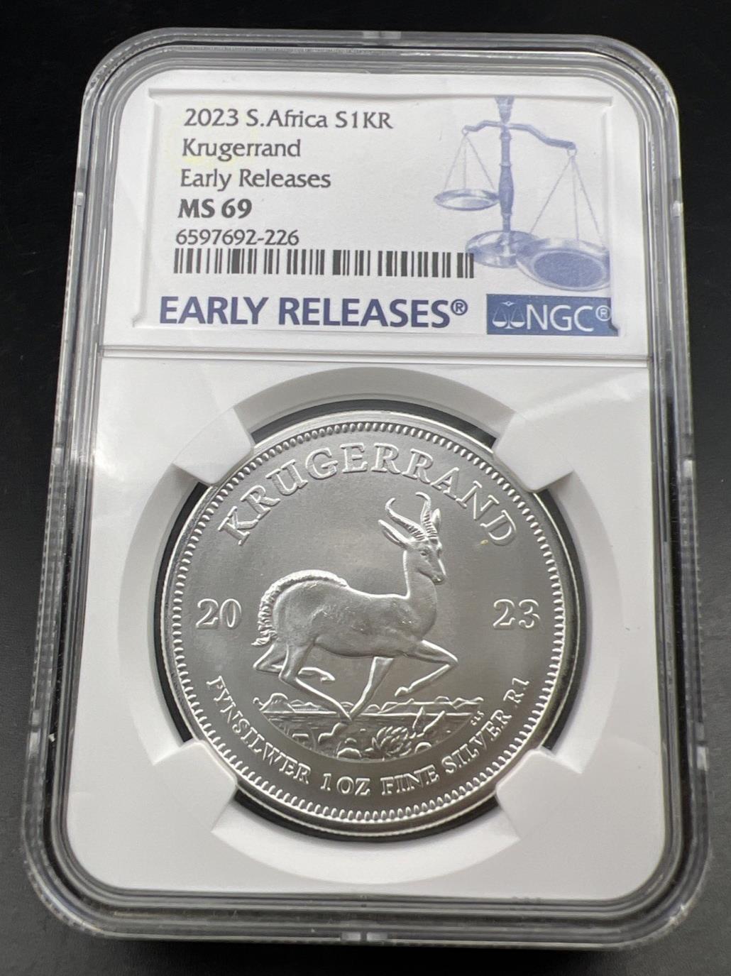2023 1 oz Silver Krugerrand South Africa MS69 NGC Certified #226