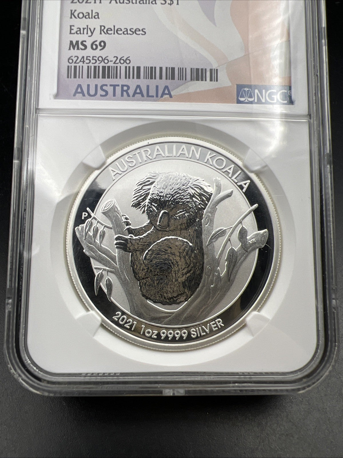 2021 Perth Mint 1 oz Silver Koala Coin NGC MS69 Gem UNC Certified #266