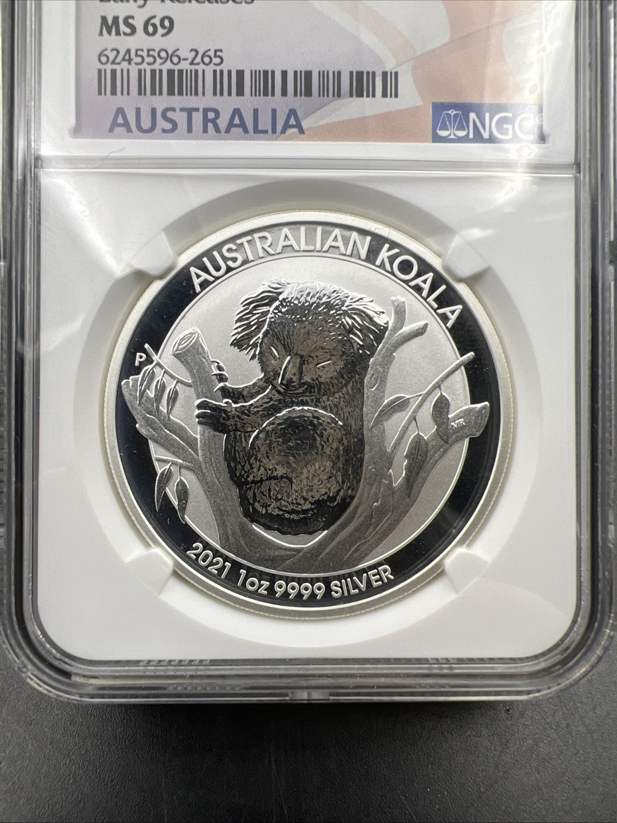 2021 Perth Mint 1 oz Silver Koala Coin NGC MS69 Gem UNC Certified #265