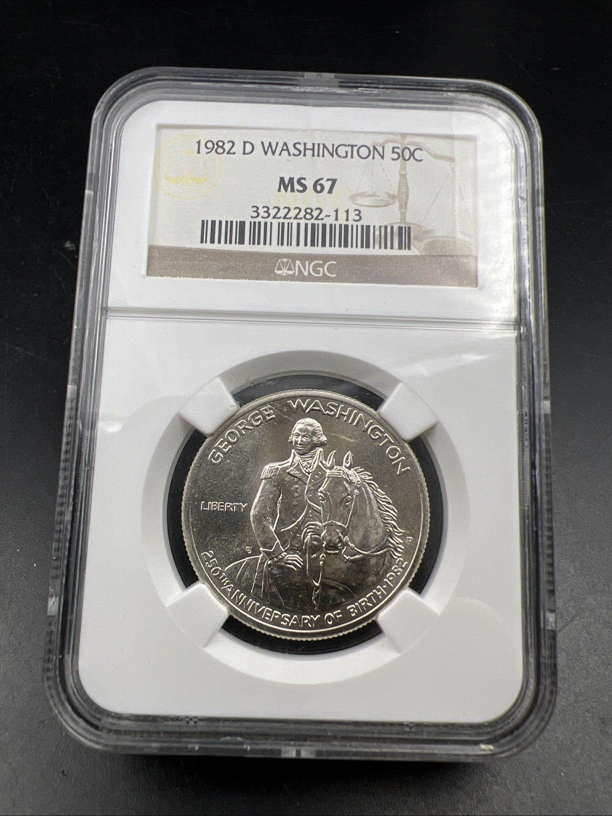 1982 D Washington Commemorative Silver Half Dollar Coin MS67 Gem BU Certified #3