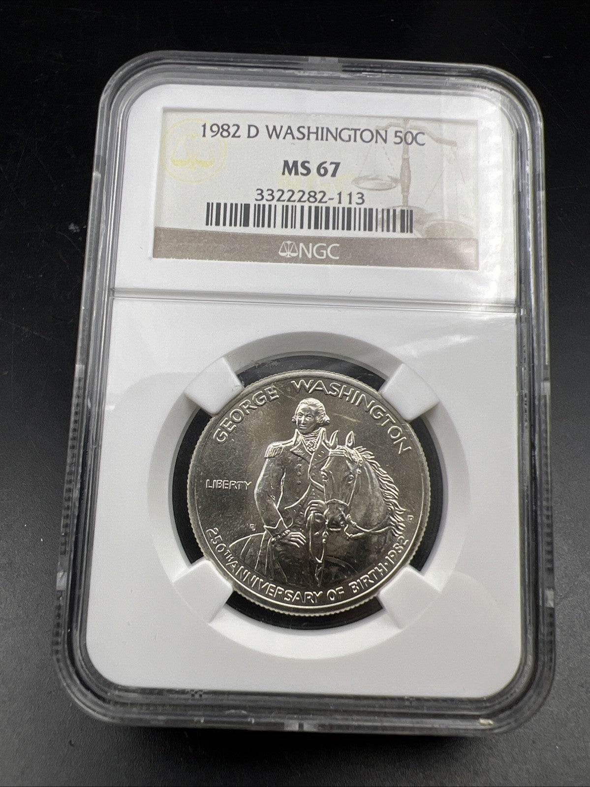 1982 D Washington Commemorative Silver Half Dollar Coin MS67 Gem BU Certified #3