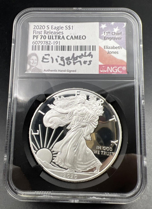 2020 S 1 Oz ASE American Silver Eagle NGC Proof PF70 Elizabeth Jones Label