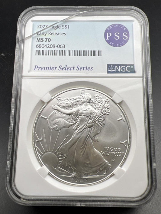 2023 1 oz ASE American Silver Eagle NGC MS70 Cracked Slab Premier Series Label