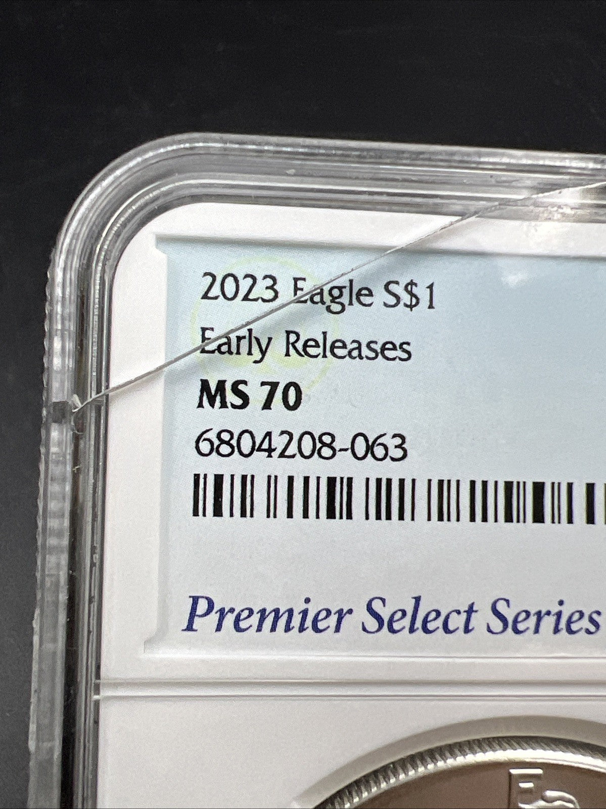 2023 1 oz ASE American Silver Eagle NGC MS70 Cracked Slab Premier Series Label