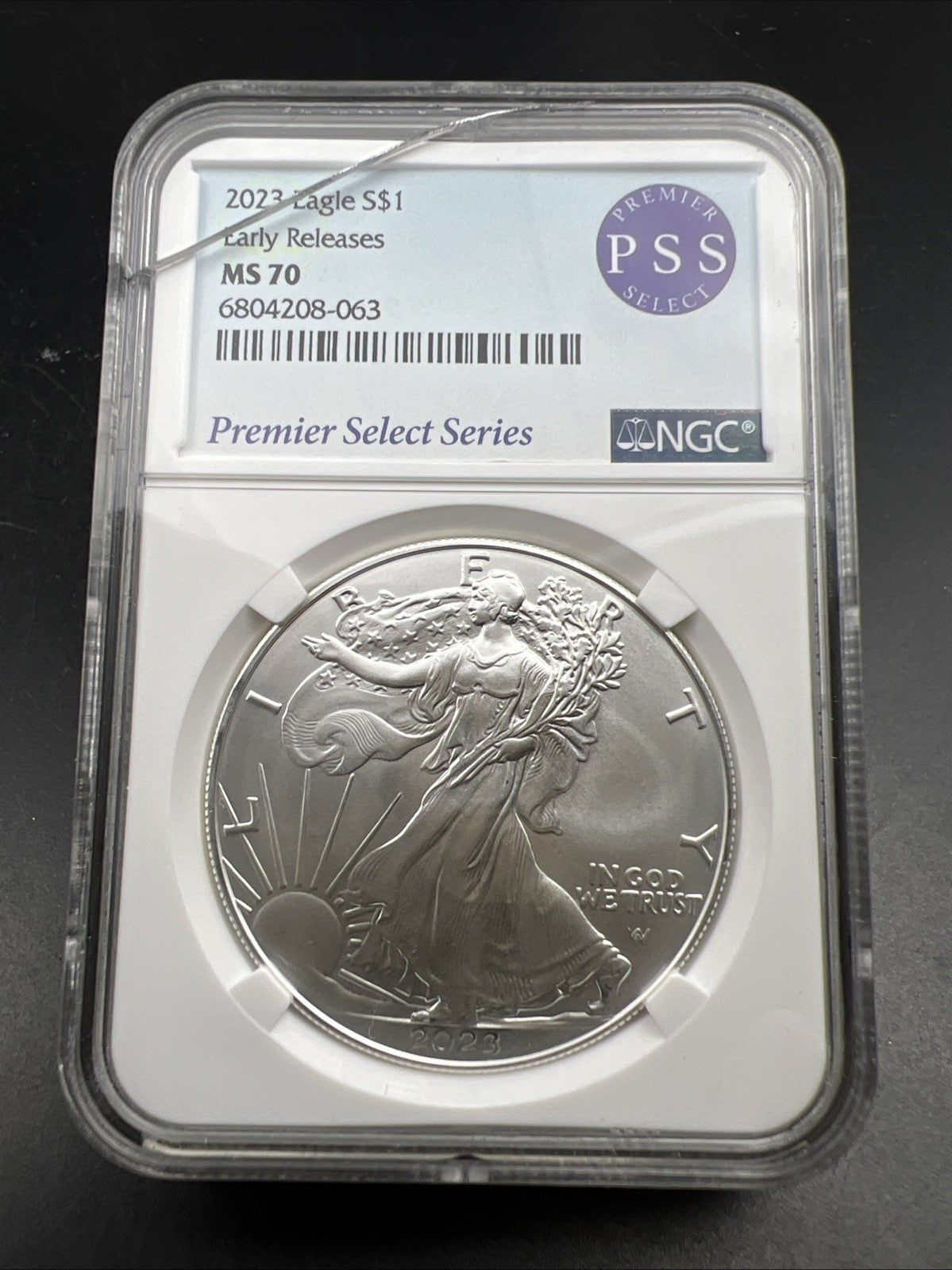 2023 1 oz ASE American Silver Eagle NGC MS70 Cracked Slab Premier Series Label