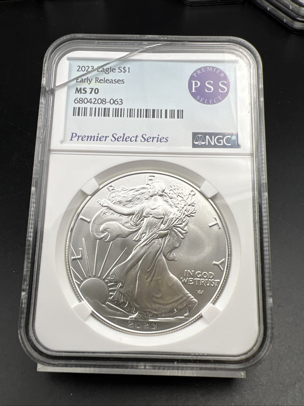 2023 1 oz ASE American Silver Eagle NGC MS70 Cracked Slab Premier Series Label