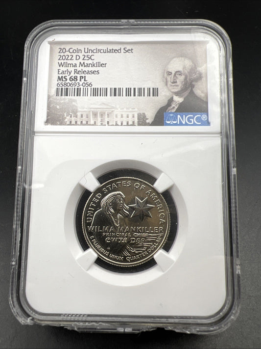 2022 D Wilma Mankiller Women's Quarter Commemorative NGC MS68 PL Chipped Slab