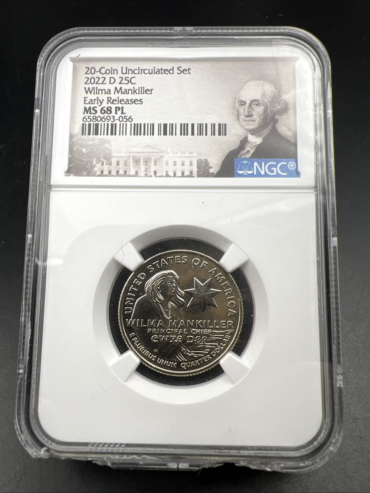 2022 D Wilma Mankiller Women's Quarter Commemorative NGC MS68 PL Chipped Slab