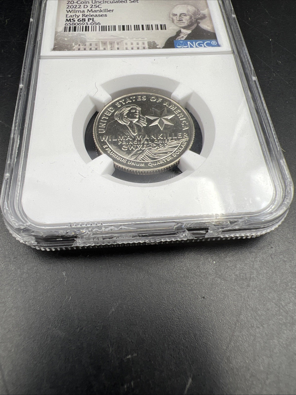 2022 D Wilma Mankiller Women's Quarter Commemorative NGC MS68 PL Chipped Slab