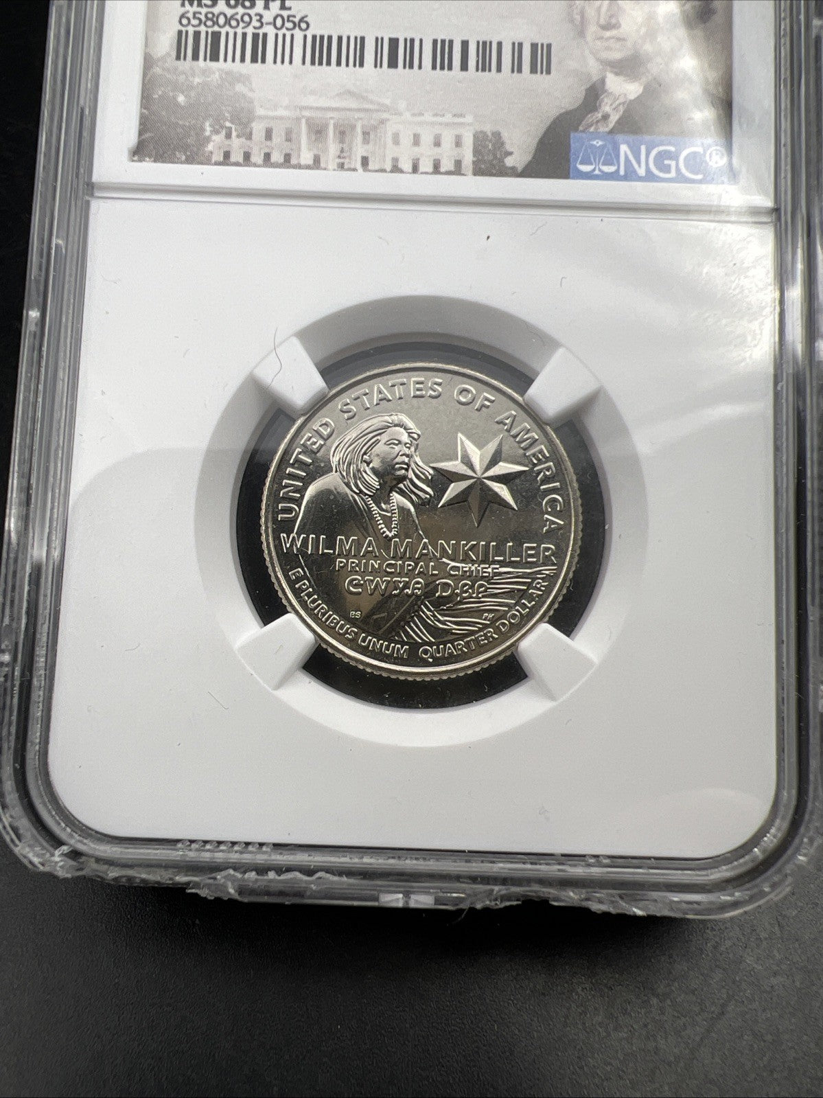 2022 D Wilma Mankiller Women's Quarter Commemorative NGC MS68 PL Chipped Slab