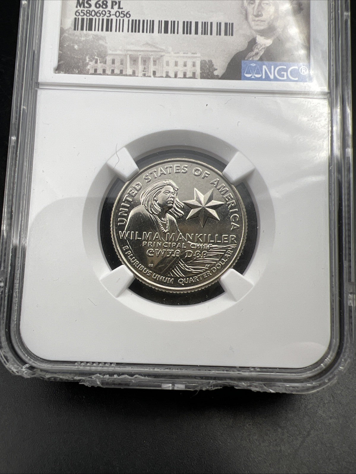 2022 D Wilma Mankiller Women's Quarter Commemorative NGC MS68 PL Chipped Slab