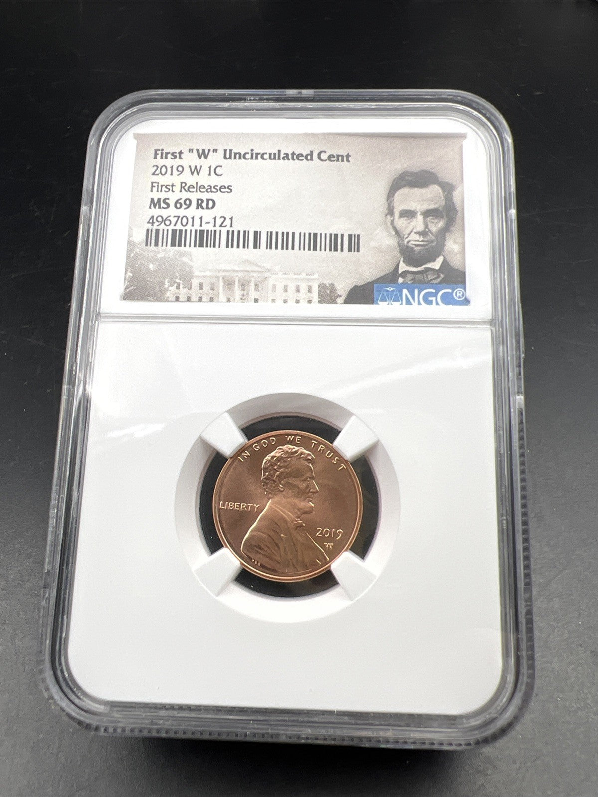 2019 W 1c Lincoln Shield First West Point Cent MS69 RD #121 NGC