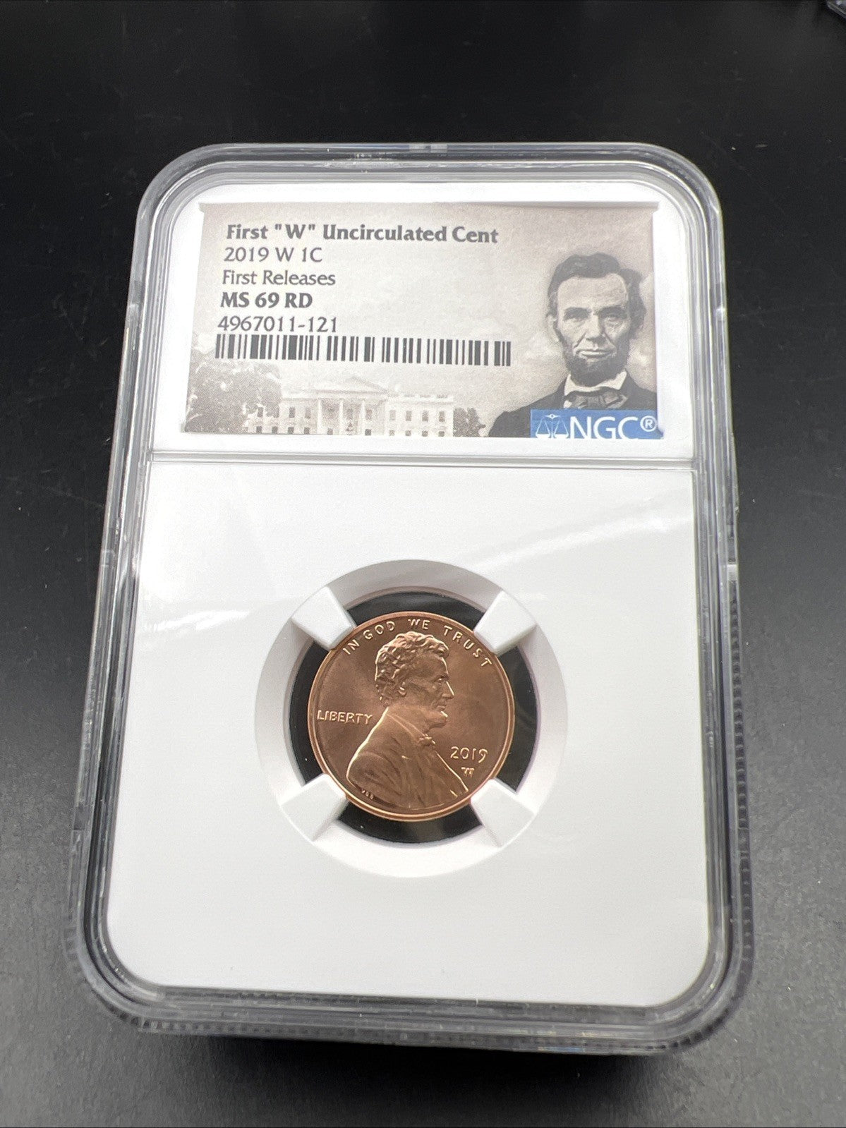 2019 W 1c Lincoln Shield First West Point Cent MS69 RD #121 NGC