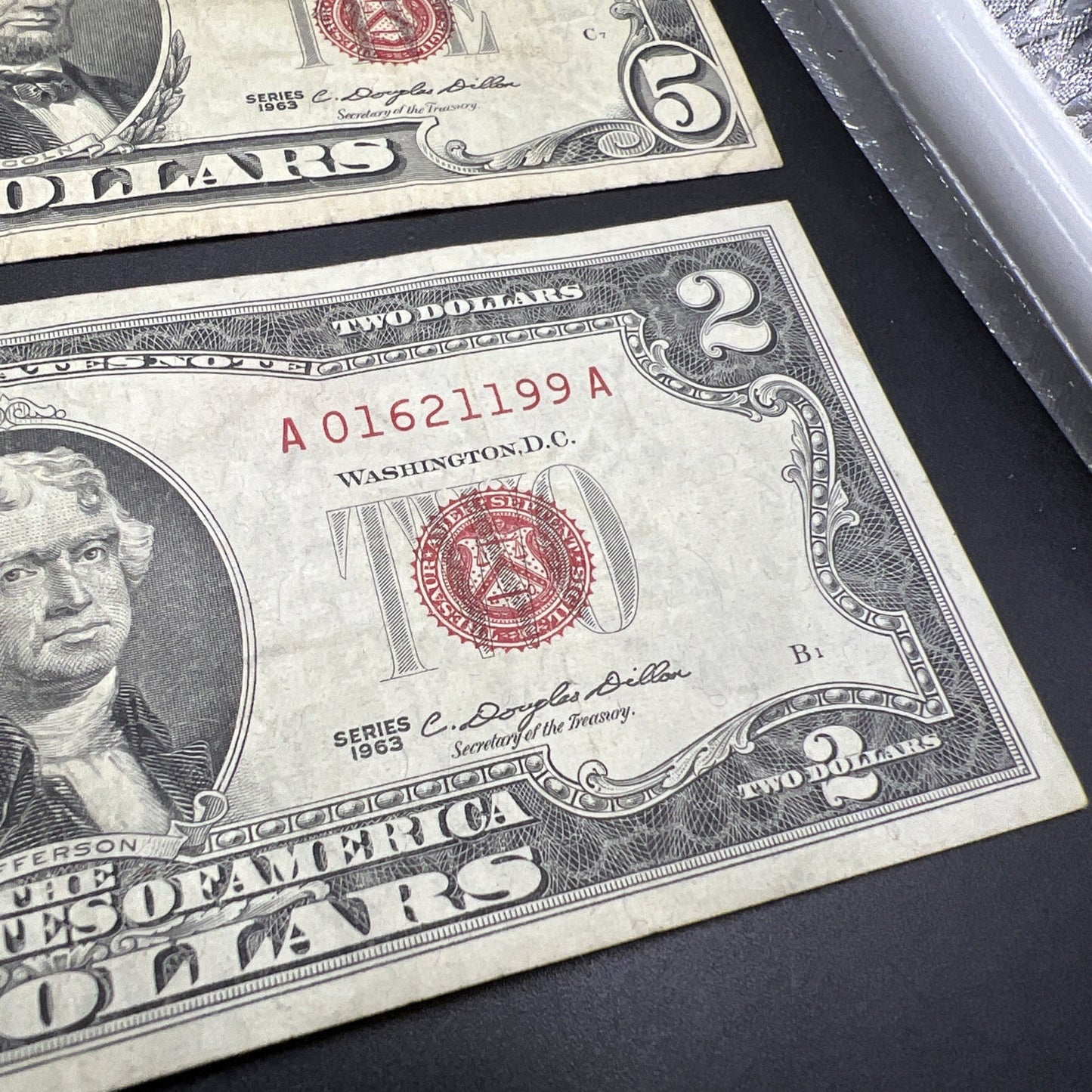 2 Note United States Legal Tender Red Seal Set 1963 $2 & $5 Bills VG Circ #199