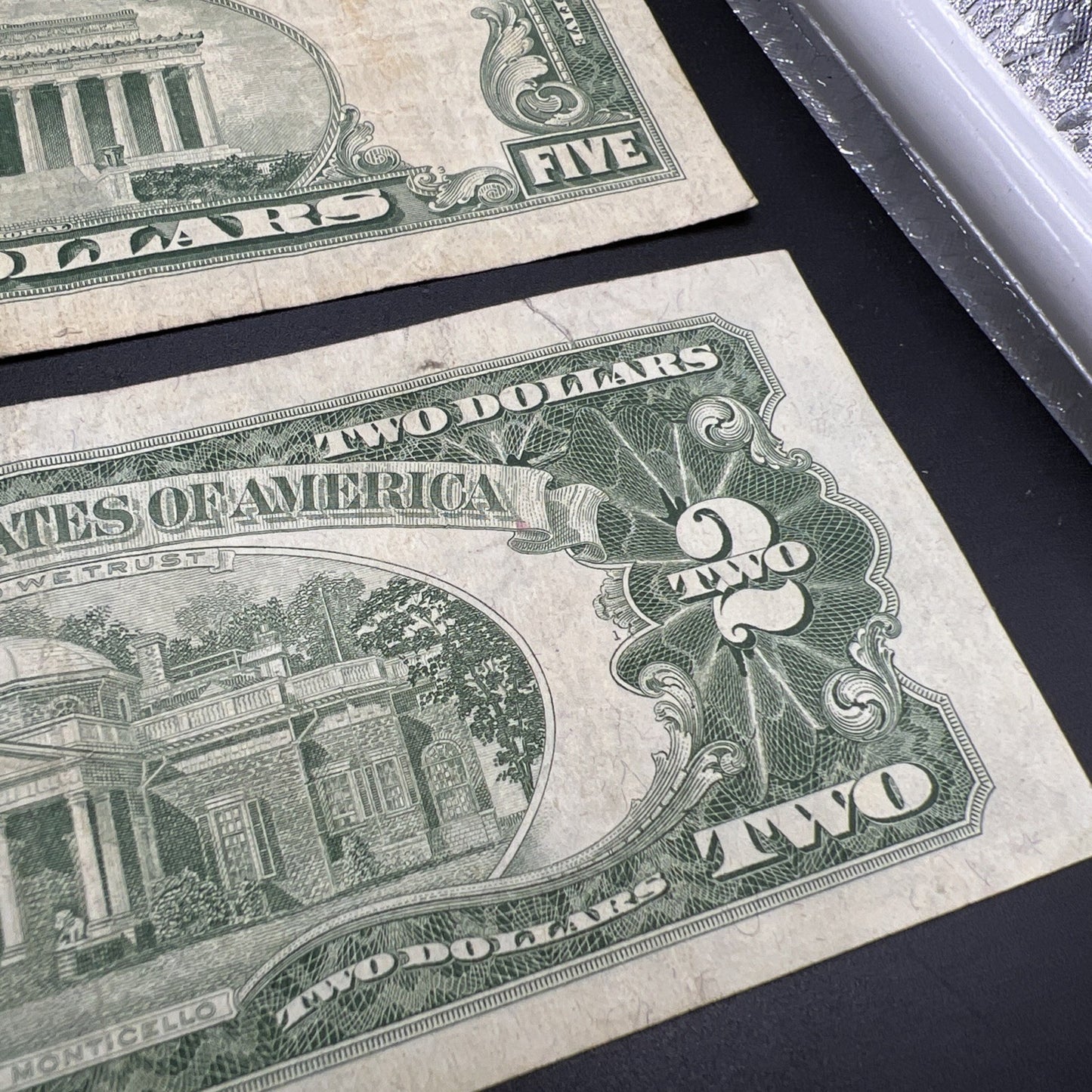2 Note United States Legal Tender Red Seal Set 1963 $2 & $5 Bills VG Circ #199