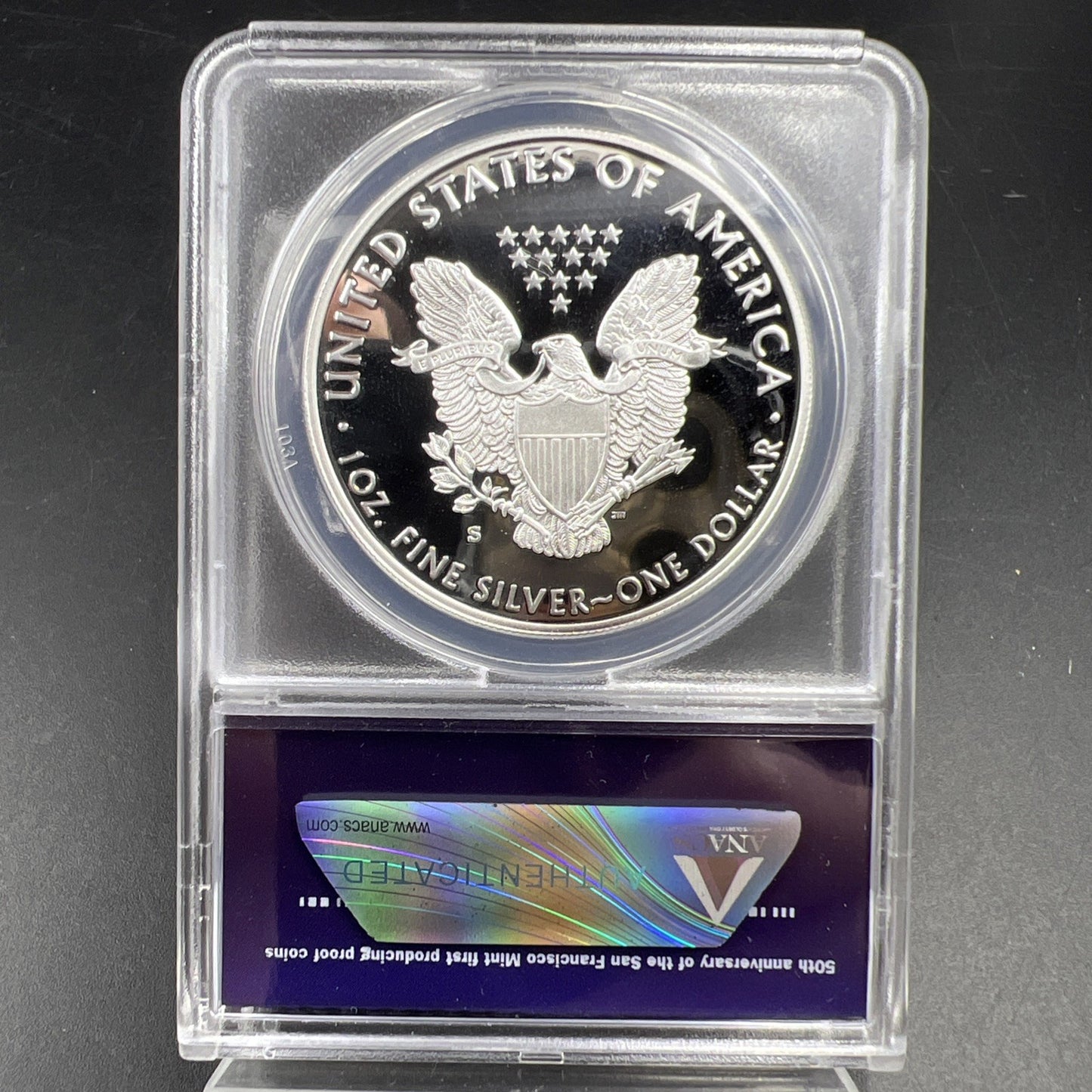 2018 S Proof American Silver Eagle Coin ANACS PR70 Denver Release Holder