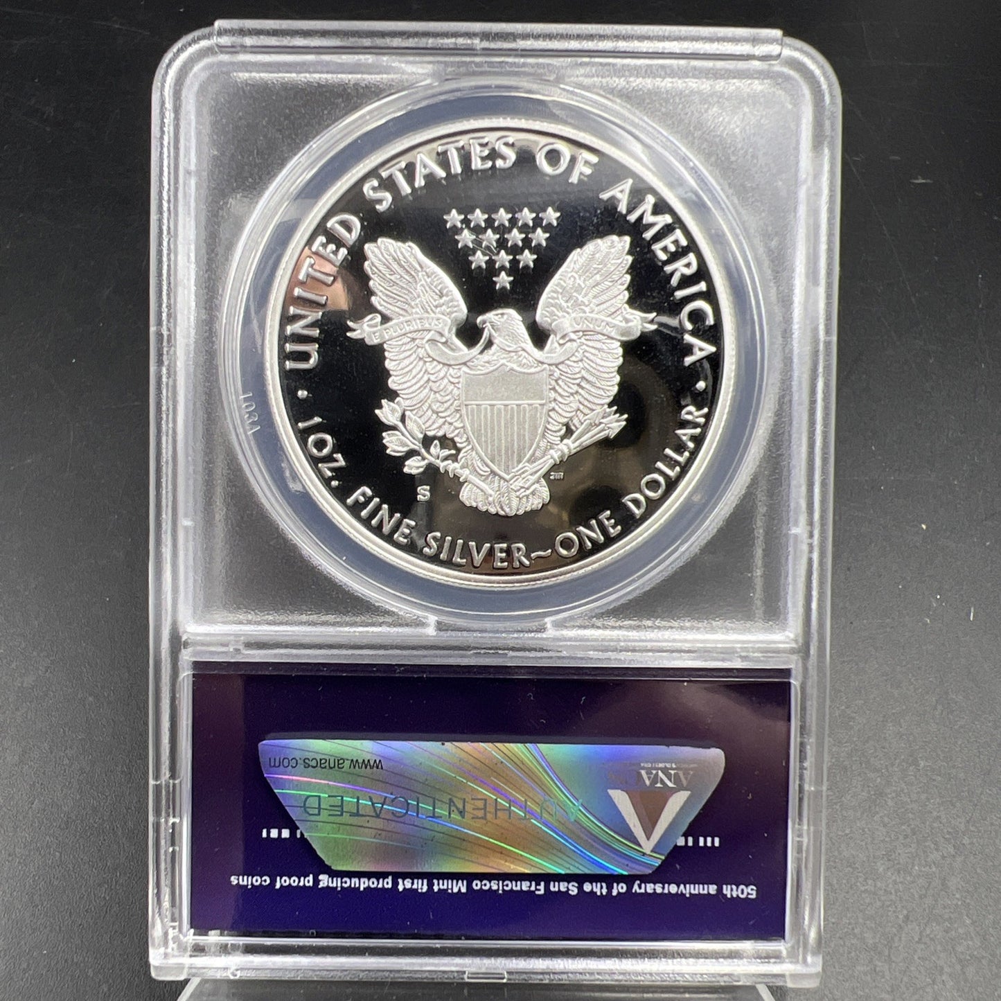 2018 S Proof American Silver Eagle Coin ANACS PR70 Denver Release Holder