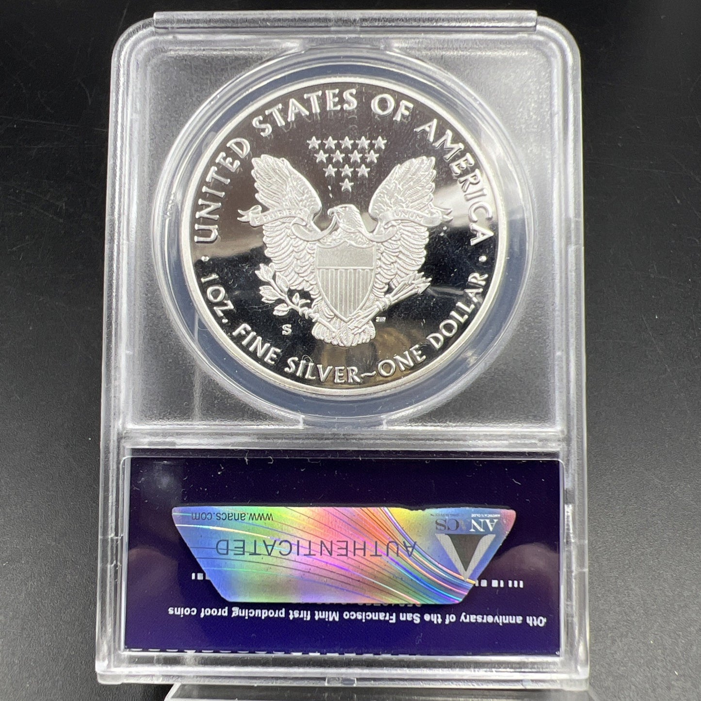 2018 S Proof American Silver Eagle Coin ANACS PR70 Philadelphia Release Holder