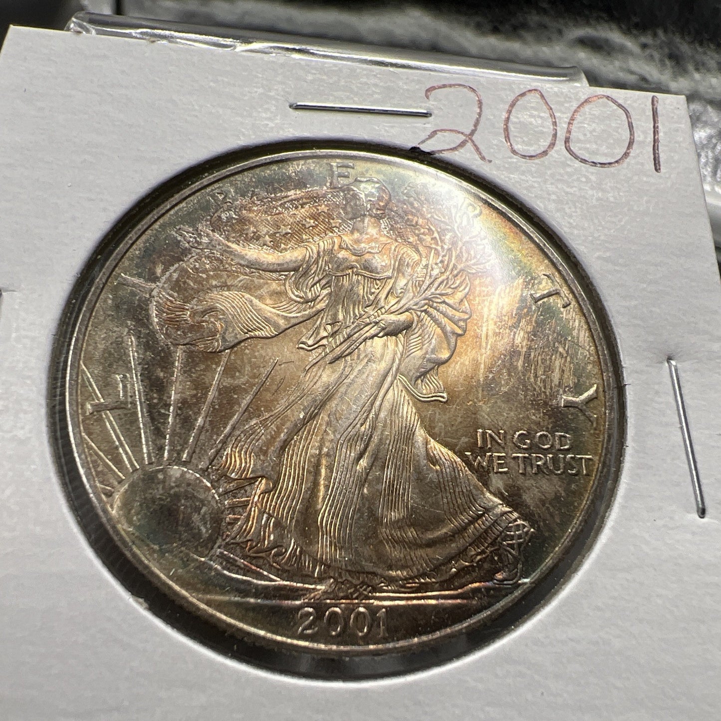 2001 1 OZ American Silver Eagle ASE Coin Gem BU Nice Toning Toner SKU#A