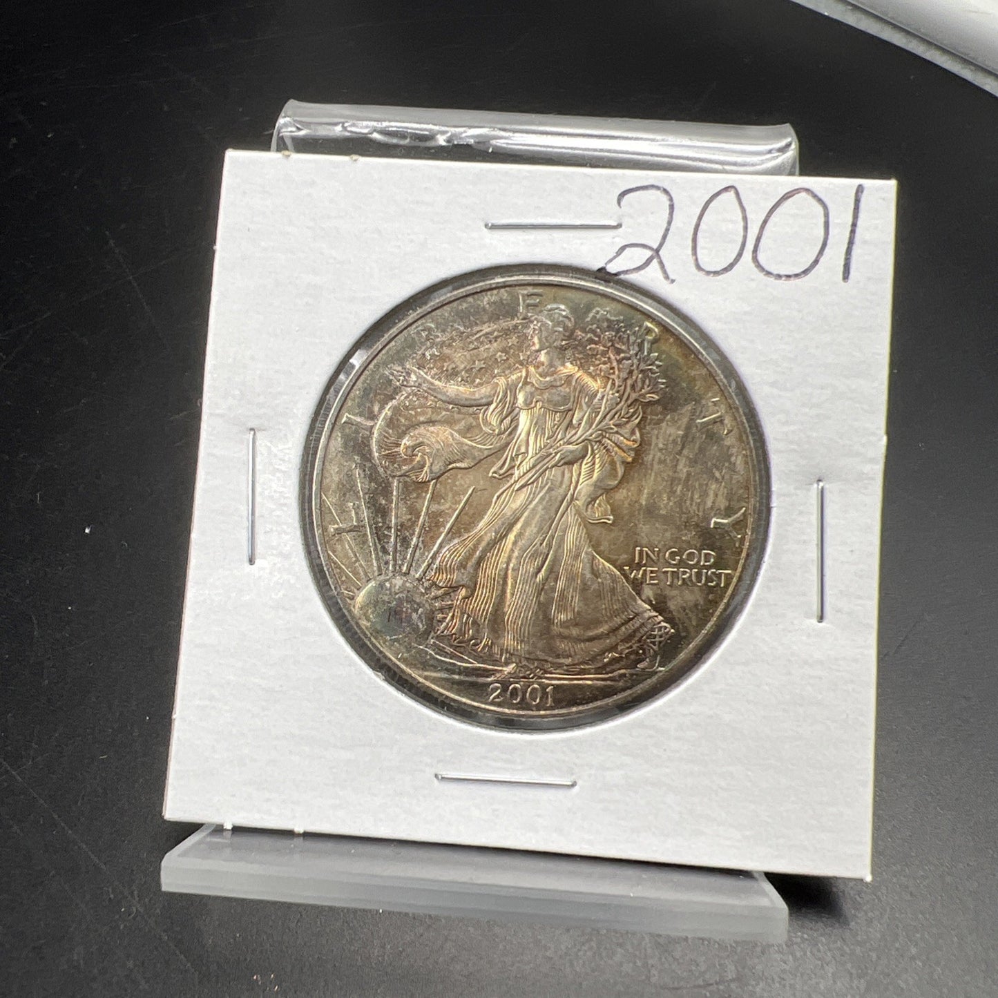 2001 1 OZ American Silver Eagle ASE Coin Gem BU Nice Toning Toner SKU#A