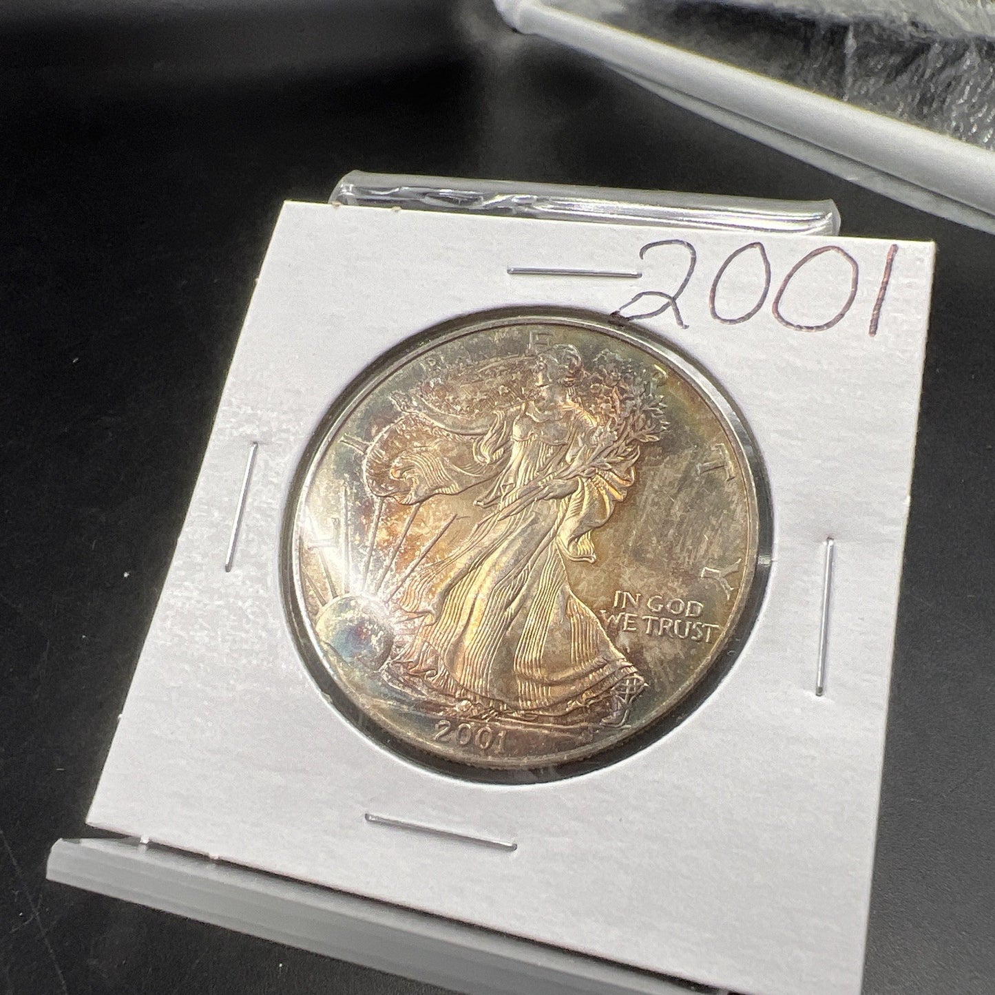 2001 1 OZ American Silver Eagle ASE Coin Gem BU Nice Toning Toner SKU#A