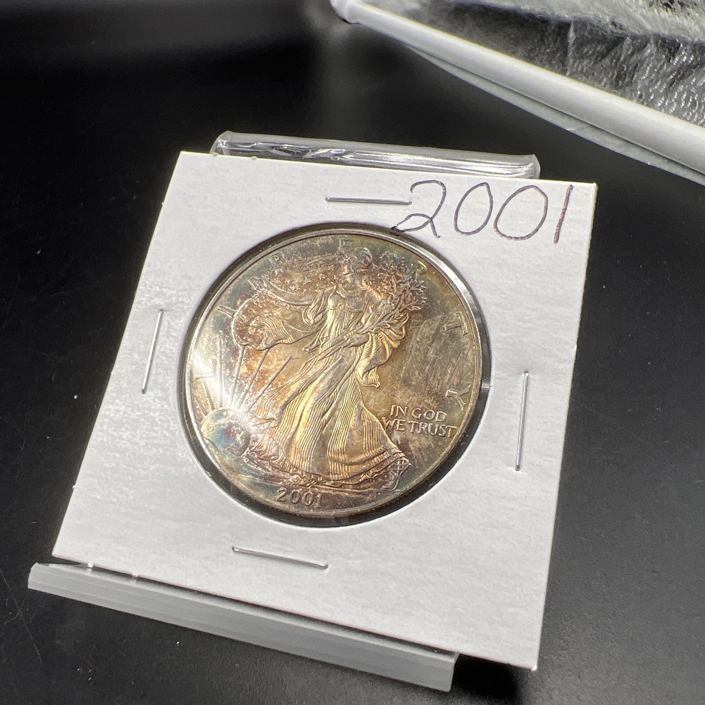2001 1 OZ American Silver Eagle ASE Coin Gem BU Nice Toning Toner SKU#A