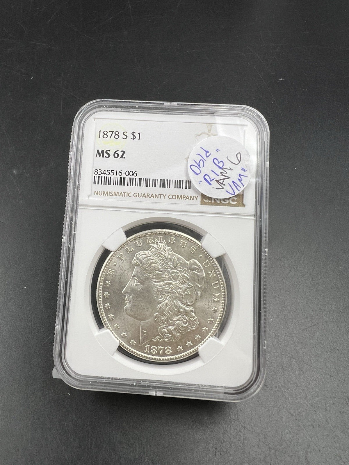 1878 S $1 Morgan Silver Dollar Coin VAM 6 DDO Double Die Hot 50 Vam MS62 NGC
