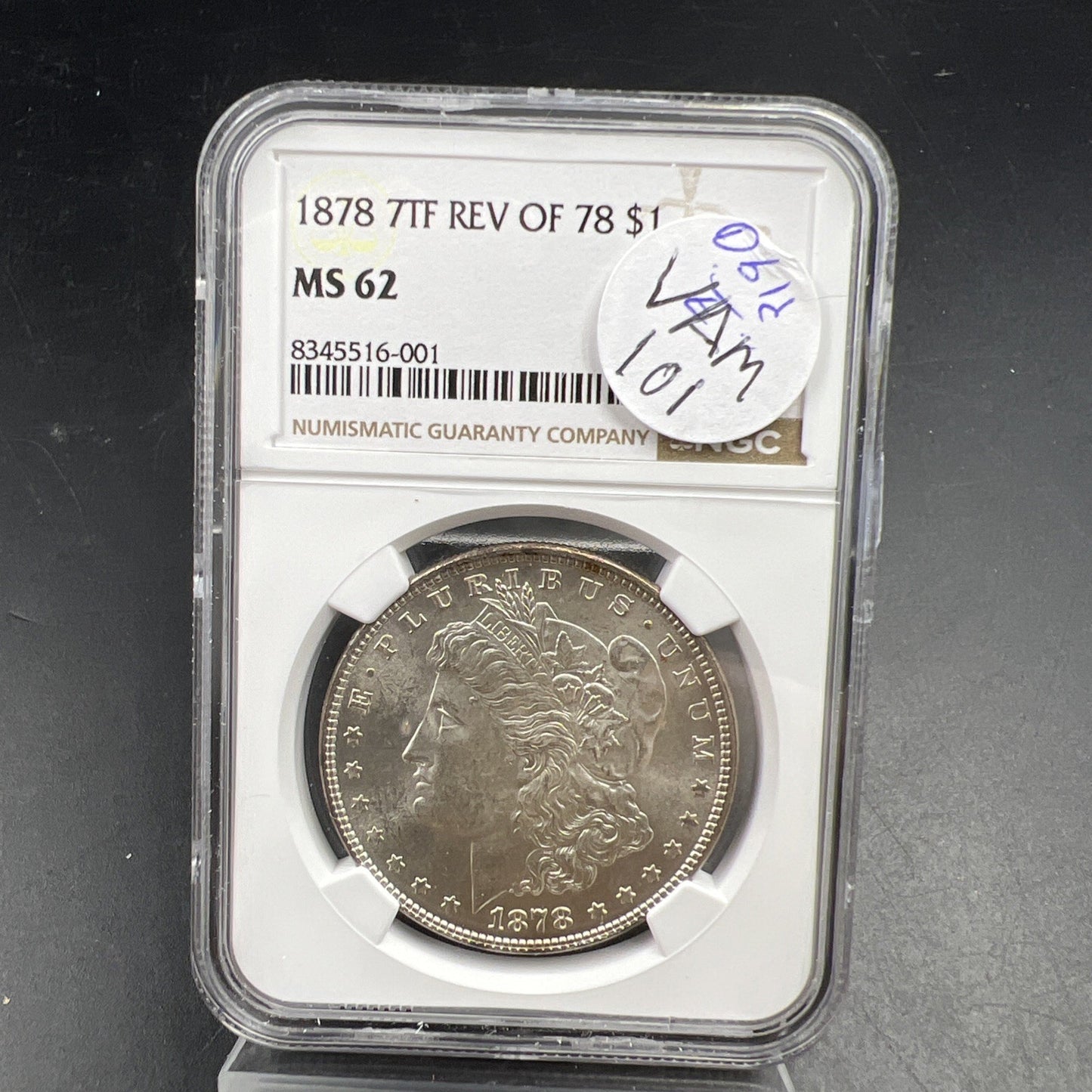 1878 7 TF Reverse of 78 Morgan Silver Dollar Coin MS62 VAM 101 DDO Double Die