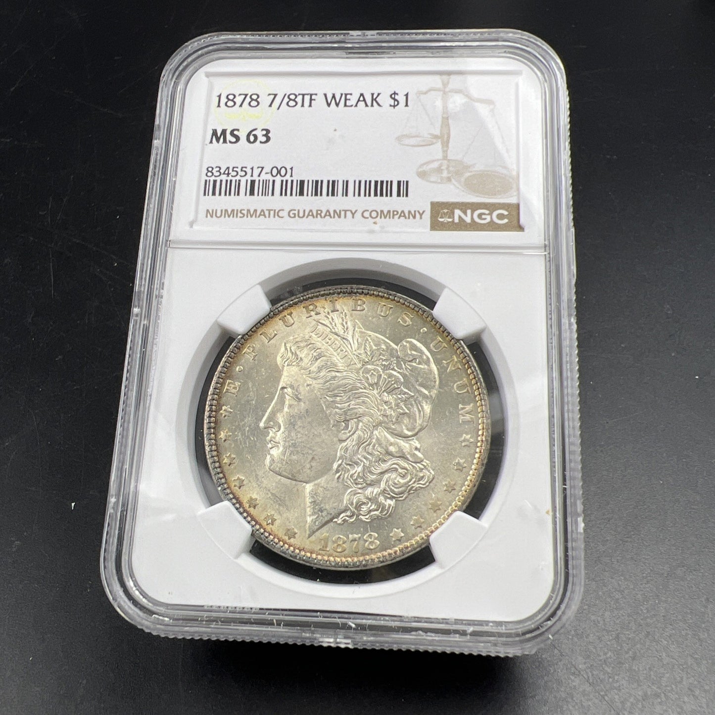 1878 7/8 TF Weak Tailfeathers VAM 33A Clash & Double Legs Morgan Dollar NGC MS63