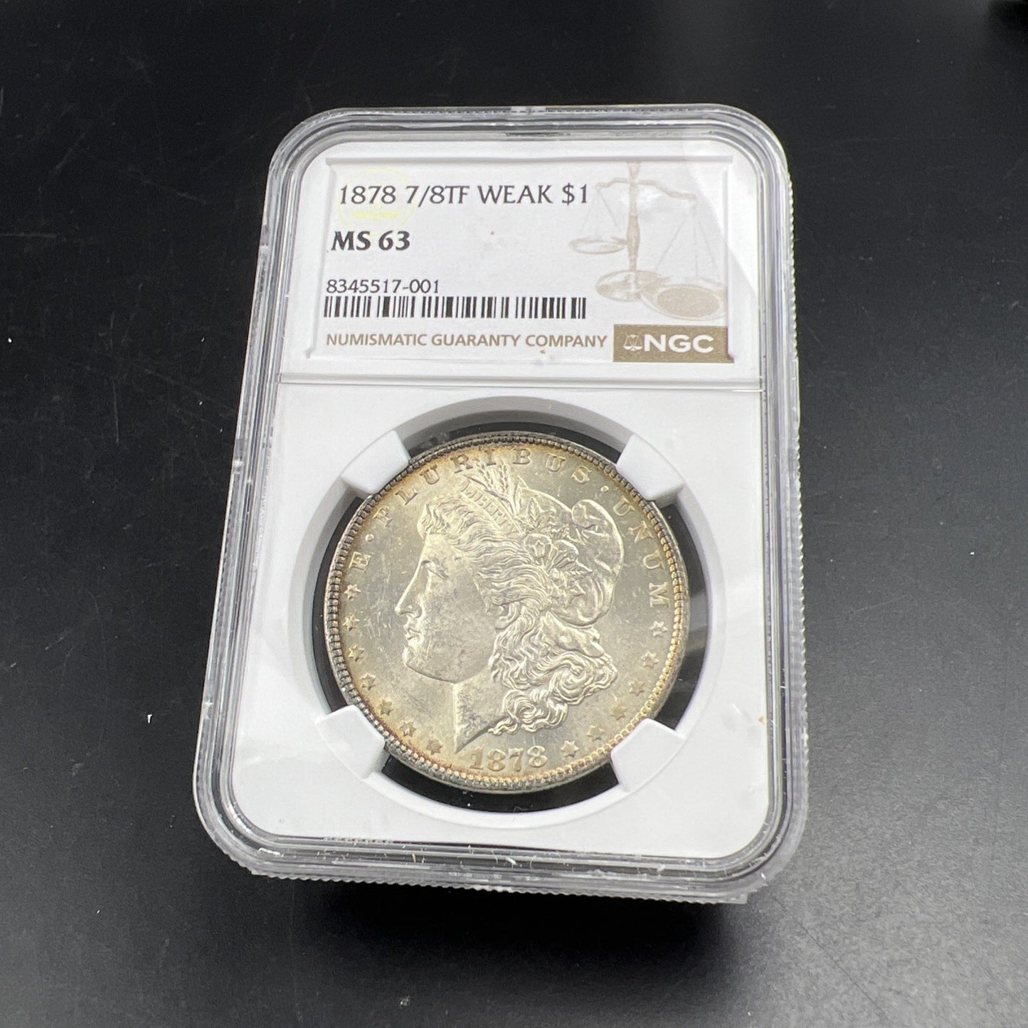 1878 7/8 TF Weak Tailfeathers VAM 33A Clash & Double Legs Morgan Dollar NGC MS63
