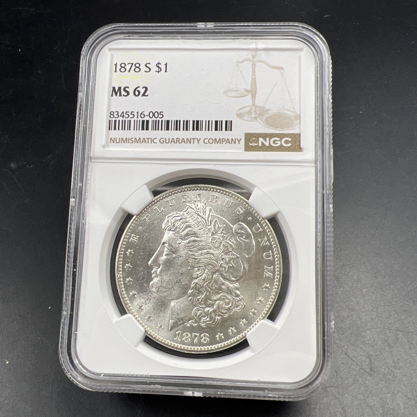 1878 S $1 Morgan Silver Dollar Coin VAM 113 Acid Treated Wings NGC MS62 BU UNC