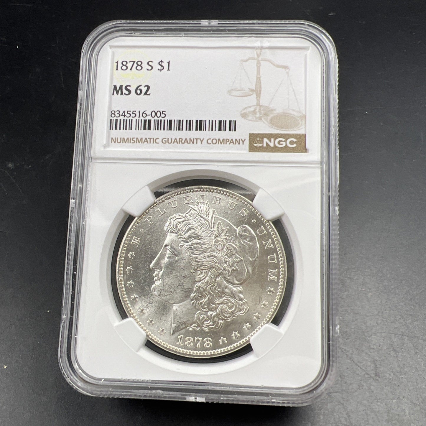 1878 S $1 Morgan Silver Dollar Coin VAM 113 Acid Treated Wings NGC MS62 BU UNC
