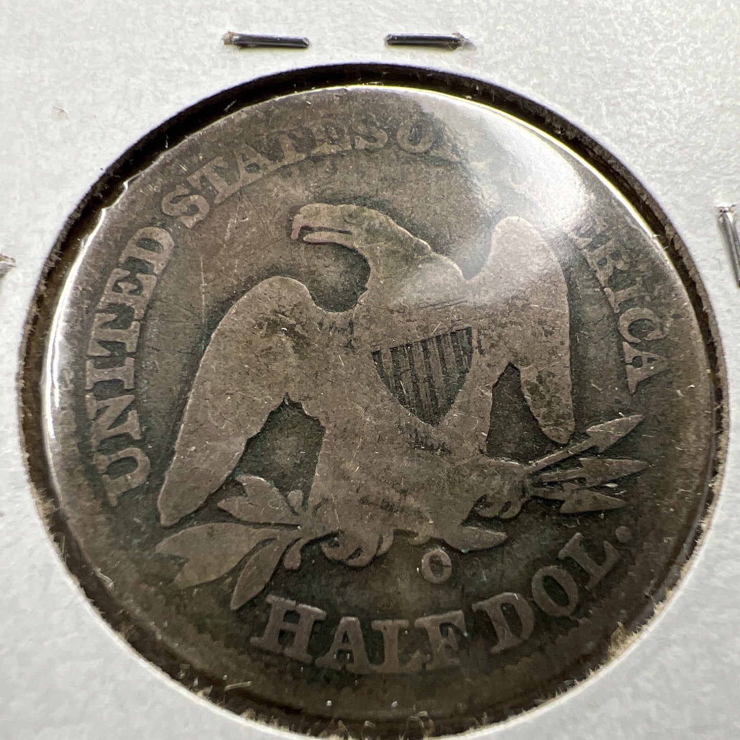 1858 O 50c Seated Liberty Half Dollar Coin AG Details Counterstamped T T