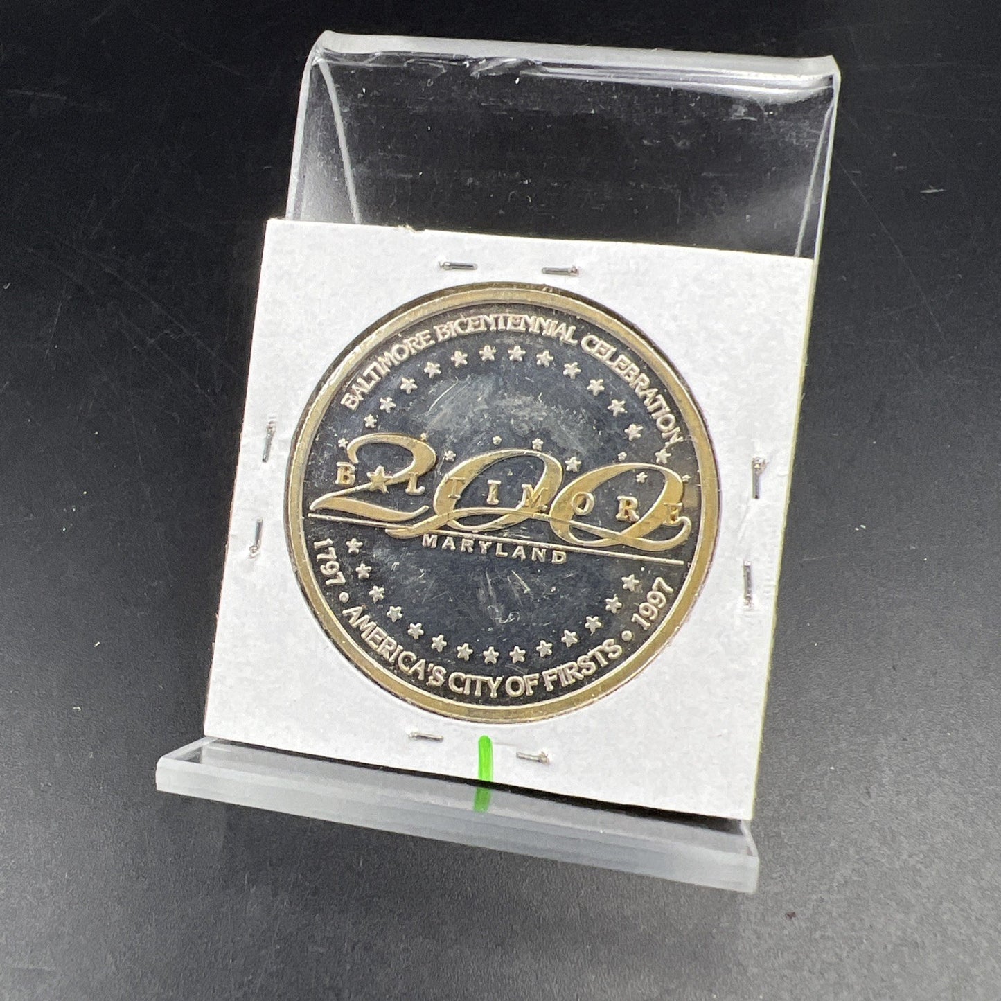 1997 City of Baltimore Bicentennial 1 oz .999 Fine Silver Coin Some Toning
