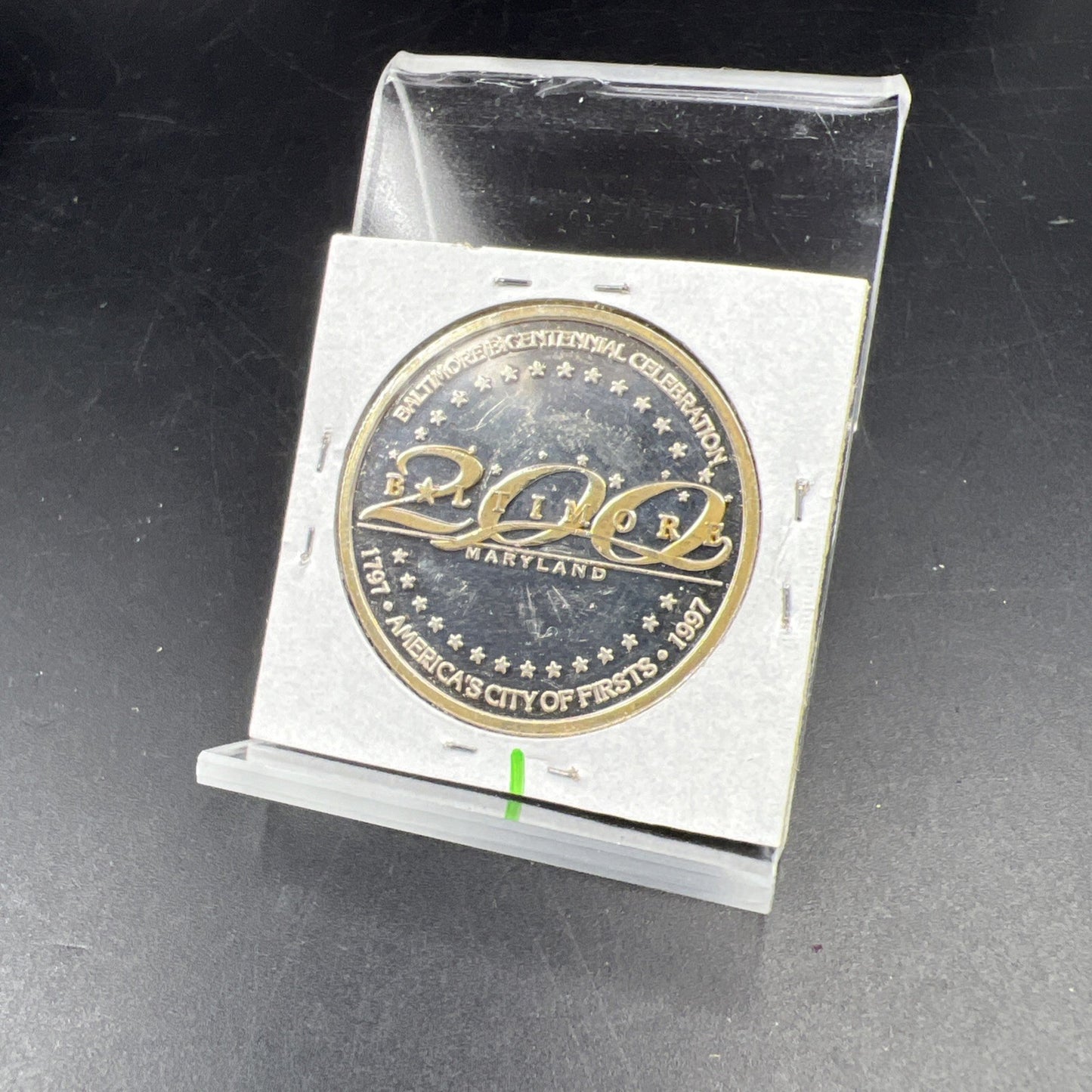 1997 City of Baltimore Bicentennial 1 oz .999 Fine Silver Coin Some Toning