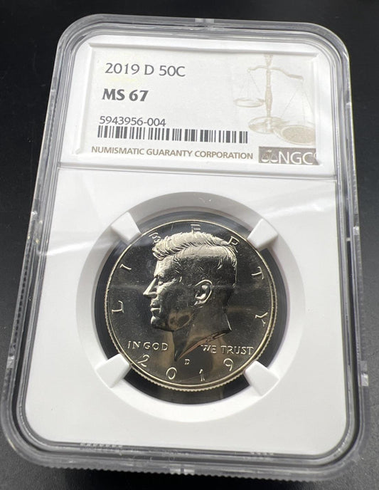 2019 D 50c Kennedy Copper Nickel Half Dollar Coin MS67 NGC Certified #004