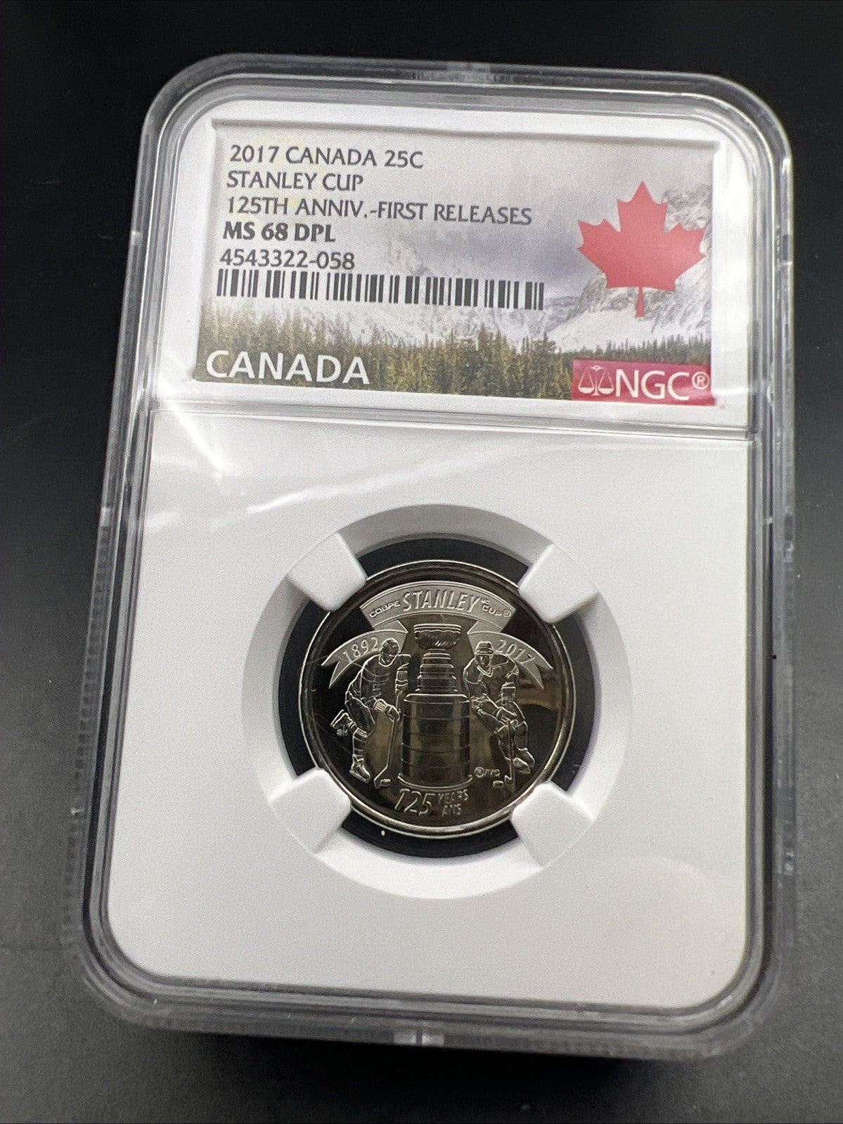 2017 Canada 25c Twenty Five Cent NHL Hockey Stanley Cup Quarter NGC MS68 DPL