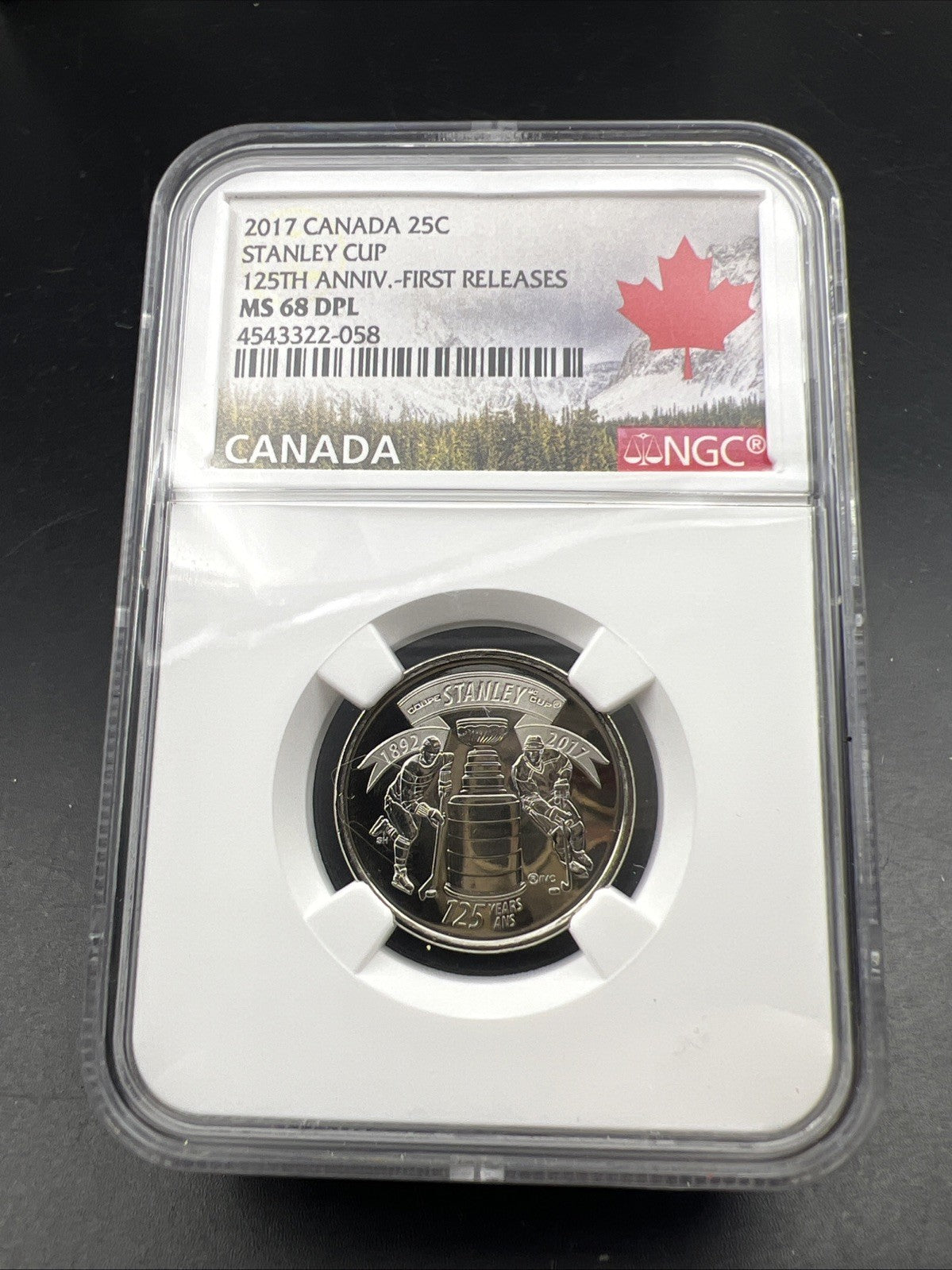2017 Canada 25c Twenty Five Cent NHL Hockey Stanley Cup Quarter NGC MS68 DPL