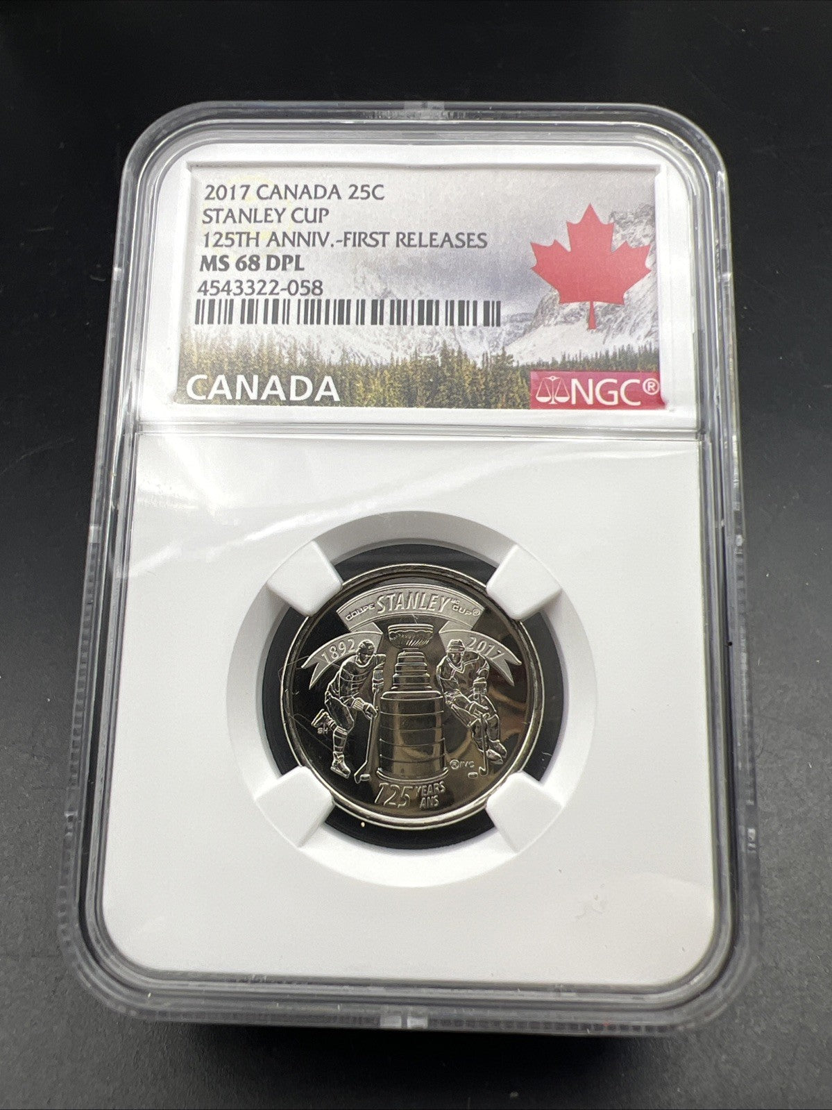 2017 Canada 25c Twenty Five Cent NHL Hockey Stanley Cup Quarter NGC MS68 DPL