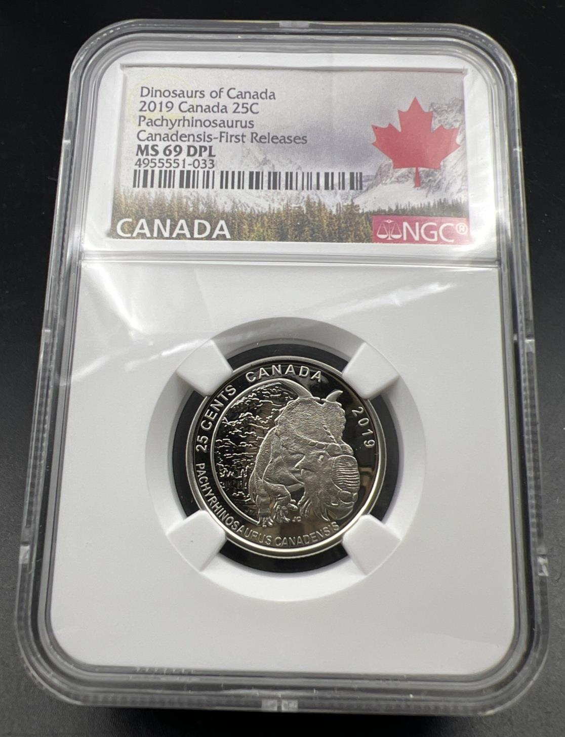 2019 25c Canada Twenty Five Cent Quarter Pachyrhinosaurus NGC MS69 PL Top Pop