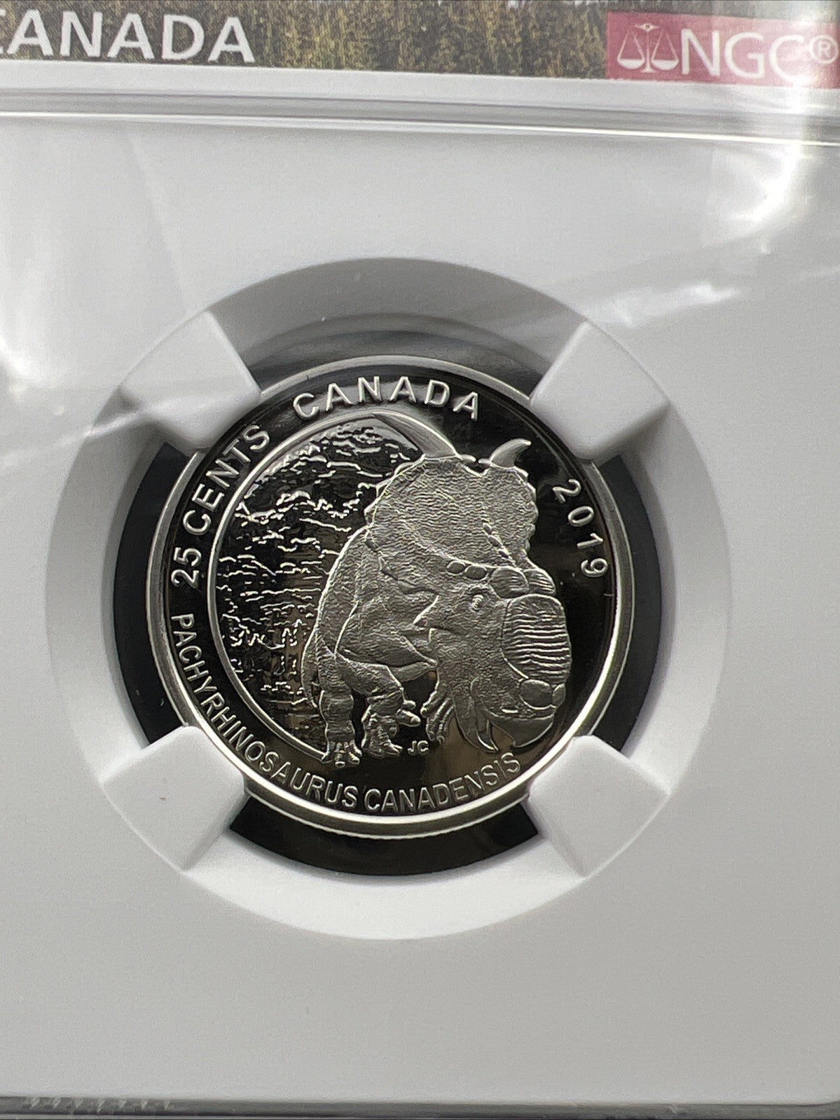 2019 25c Canada Twenty Five Cent Quarter Pachyrhinosaurus NGC MS69 PL Top Pop