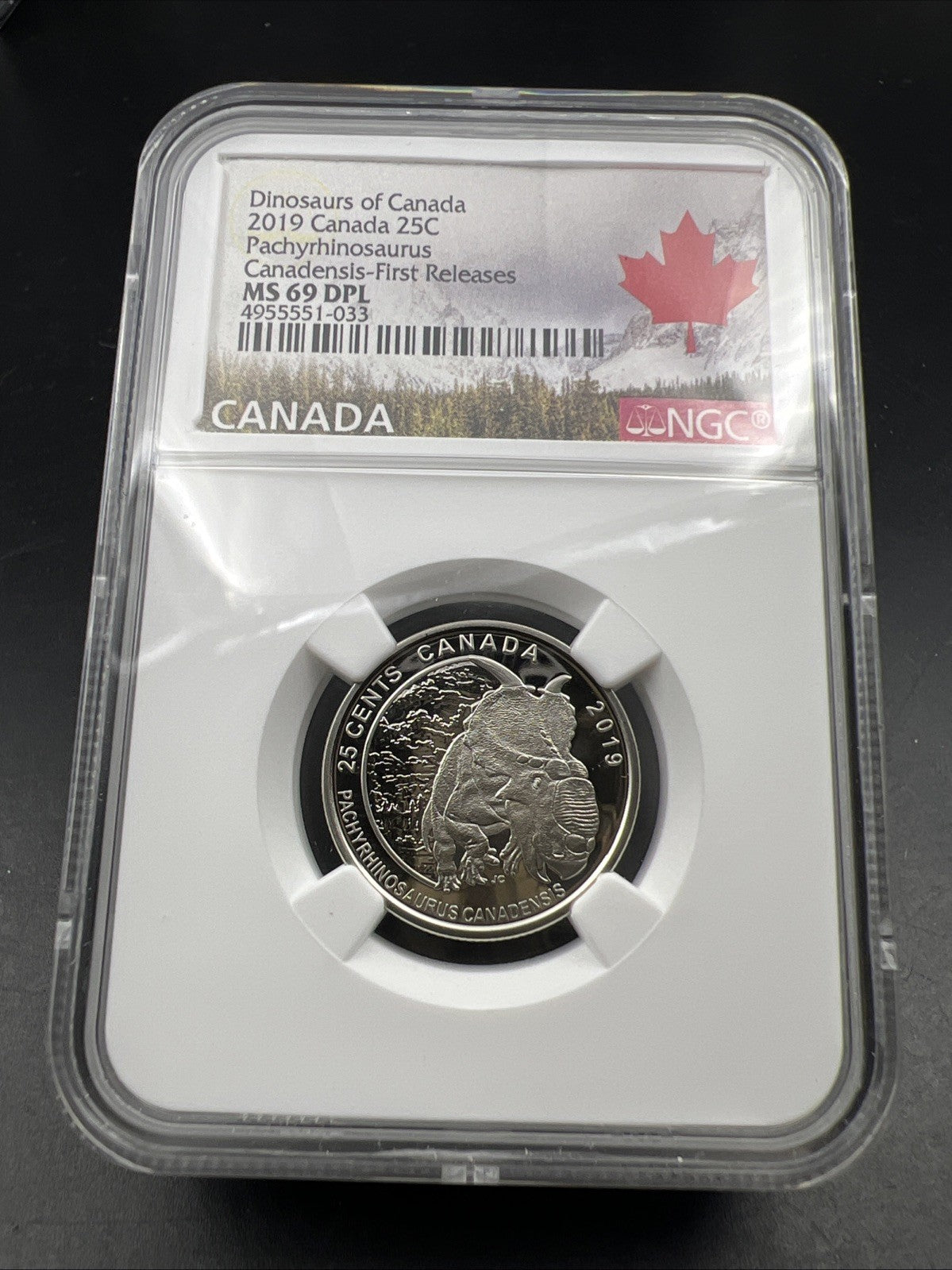 2019 25c Canada Twenty Five Cent Quarter Pachyrhinosaurus NGC MS69 PL Top Pop