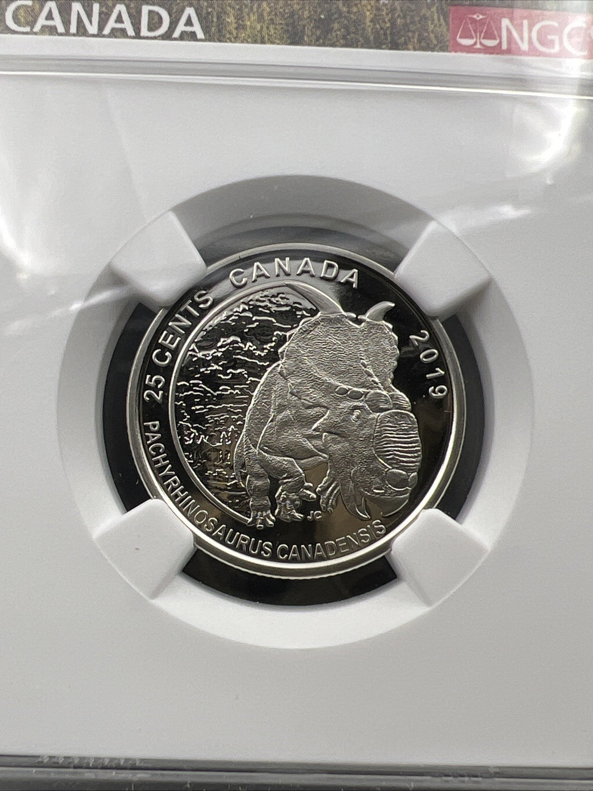 2019 25c Canada Twenty Five Cent Quarter Pachyrhinosaurus NGC MS69 PL Top Pop