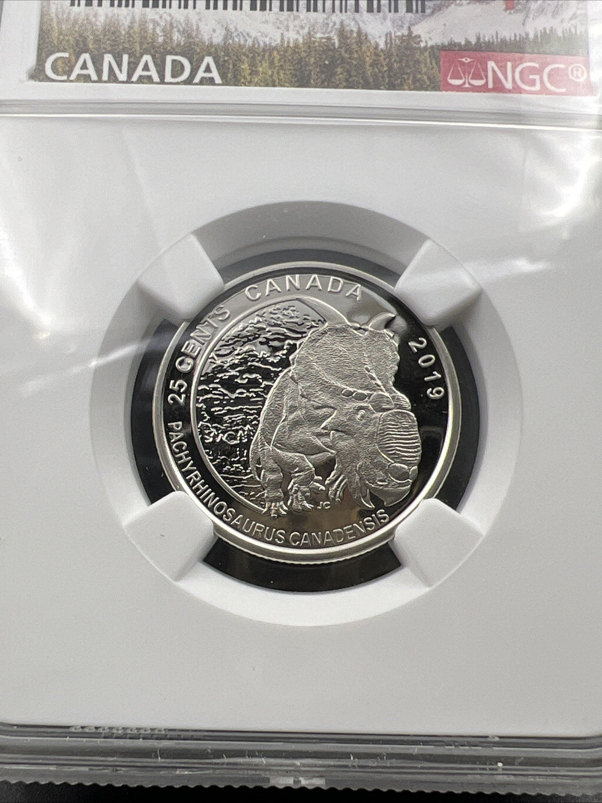 2019 25c Canada Twenty Five Cent Quarter Pachyrhinosaurus NGC MS69 PL Top Pop