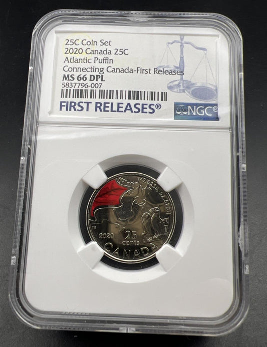 2020 25c Canada Twenty Five Cent Quarter Atlantic Puffin Coin NGC MS66 PL
