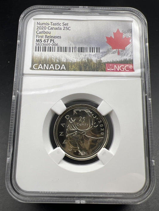 2020 25c Canada Twenty Five Cent Quarter Caribou Coin NGC MS67 PL
