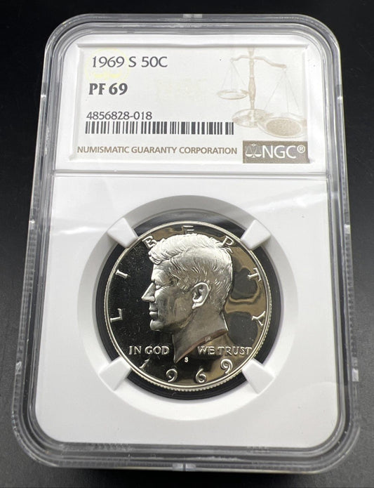1969 S PF69 Silver Kennedy Half Dollar 50¢ - NGC Gem Proof Certified