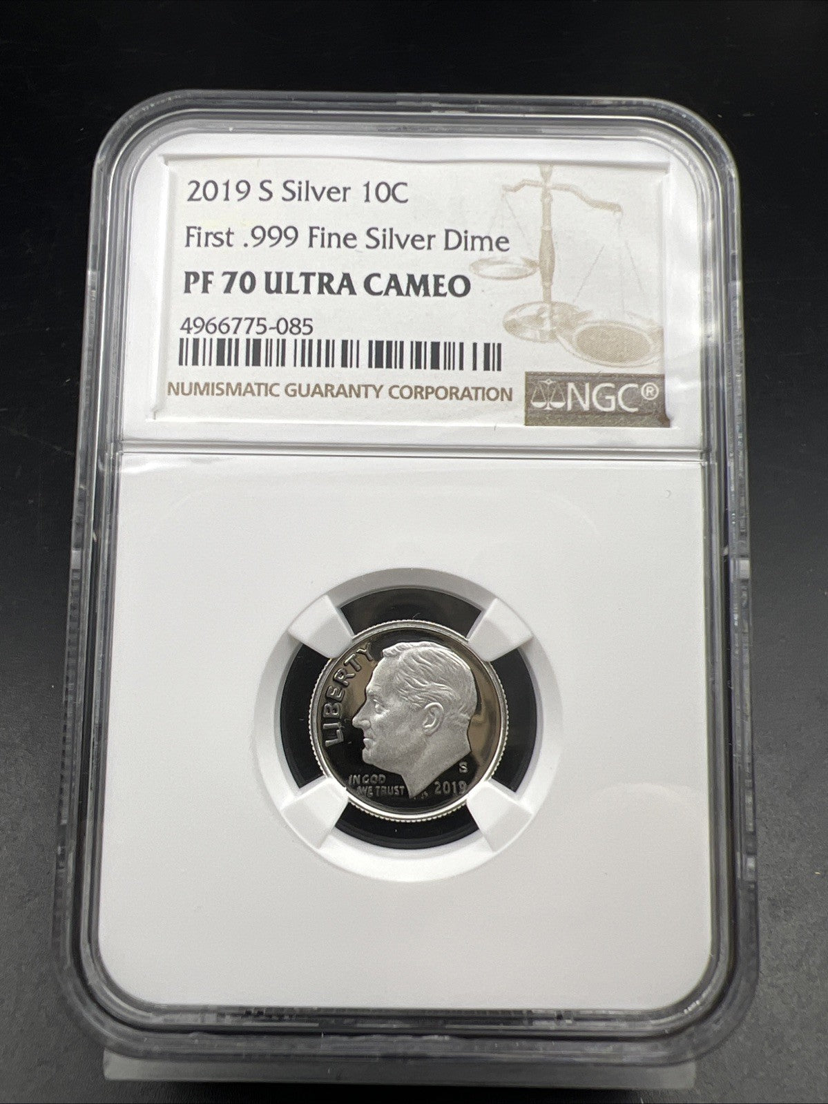 2019 S 10c Roosevelt Proof Silver Dime Coin NGC PF70 UCAM #085 First .999 Dime