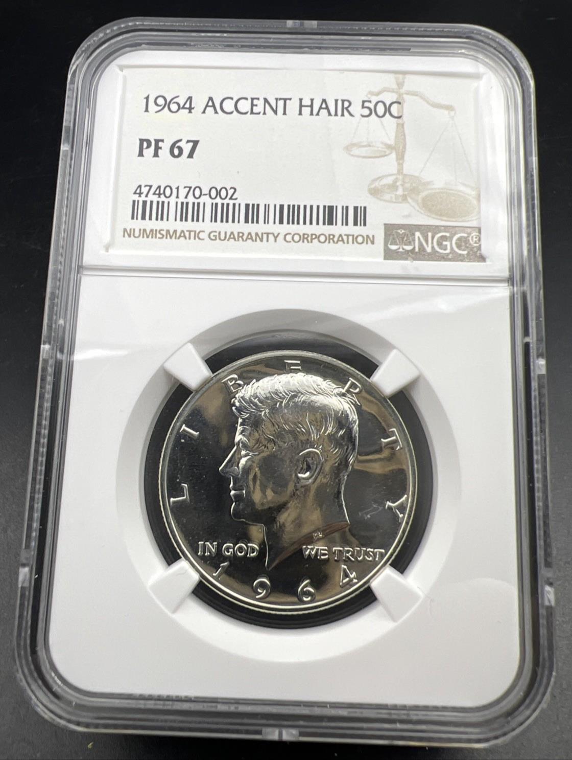 1964 Accented Hair Variety FS-401 Kennedy Silver Half Dollar Coin PF67 NGC #002