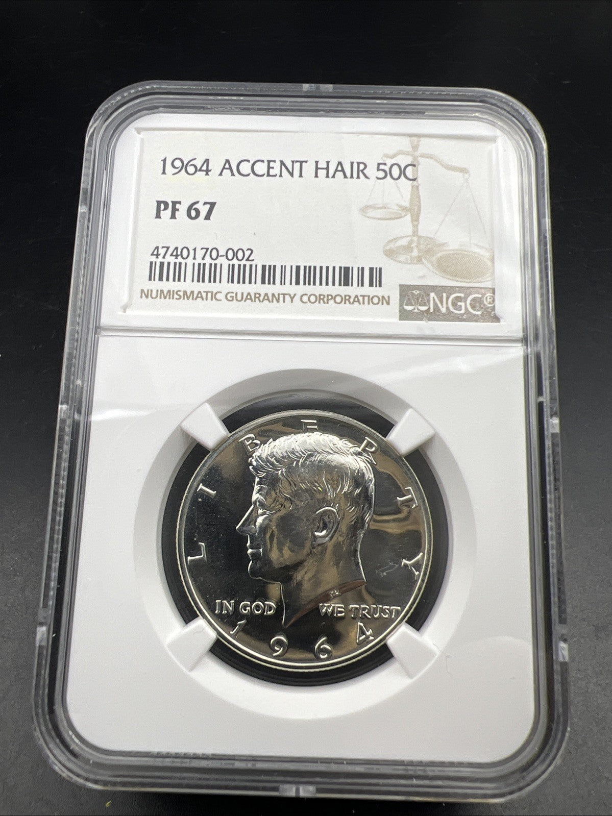 1964 Accented Hair Variety FS-401 Kennedy Silver Half Dollar Coin PF67 NGC #002